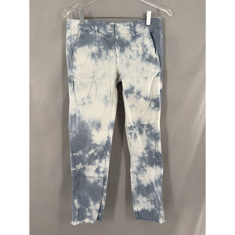 Nili Lotan Women's East Hampton Pants Crop Pocket Tie Dye Straight Leg Blue Sz 0